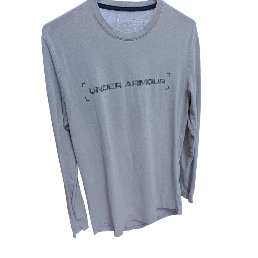 Under Armour Womens Long Sleeve Graphic Tee Lavender Grey Loose Fit Small SM